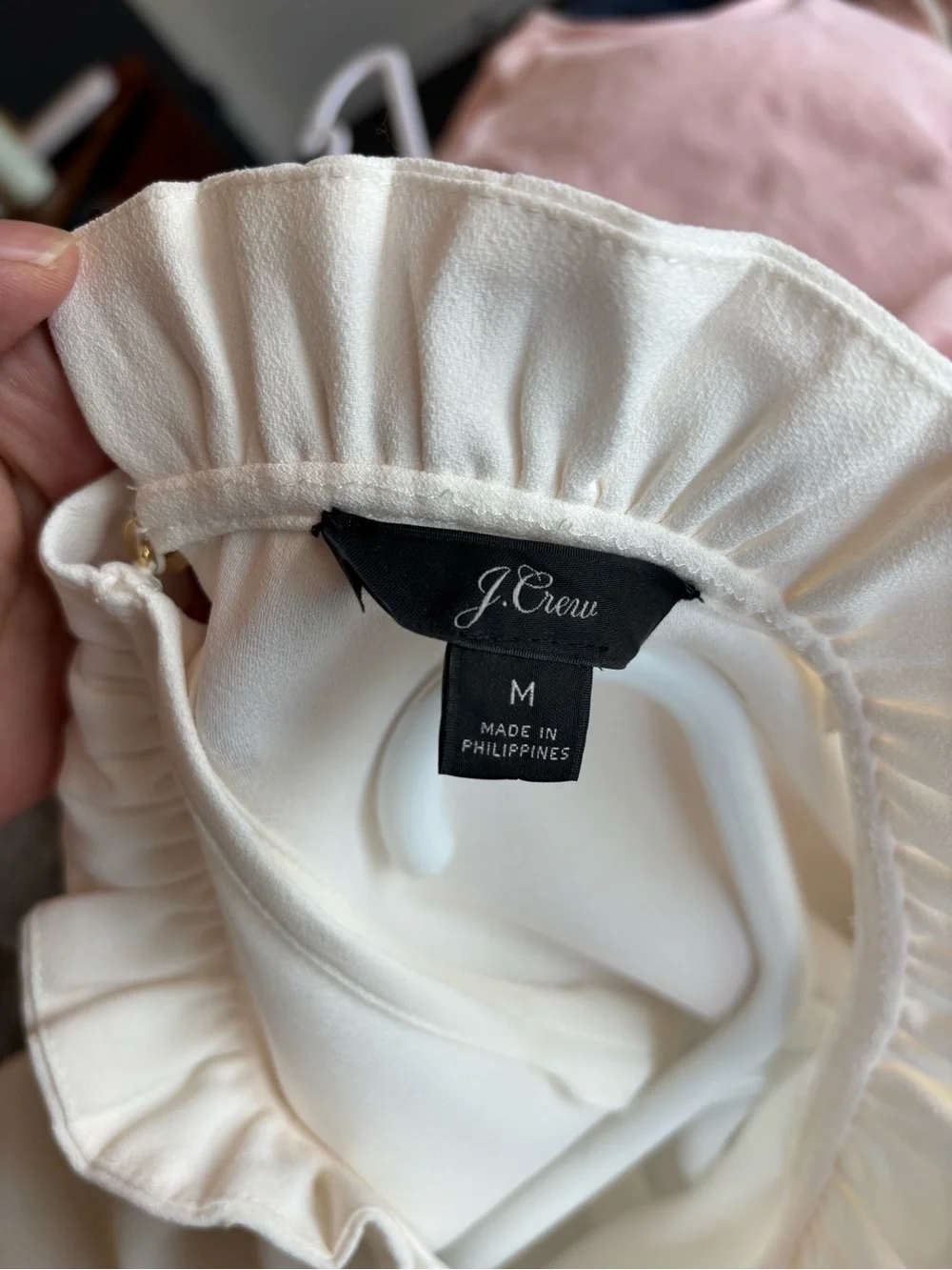 J.Crew NWOT Long Sleeve Ruffleneck Top 365 Crepe Cream M